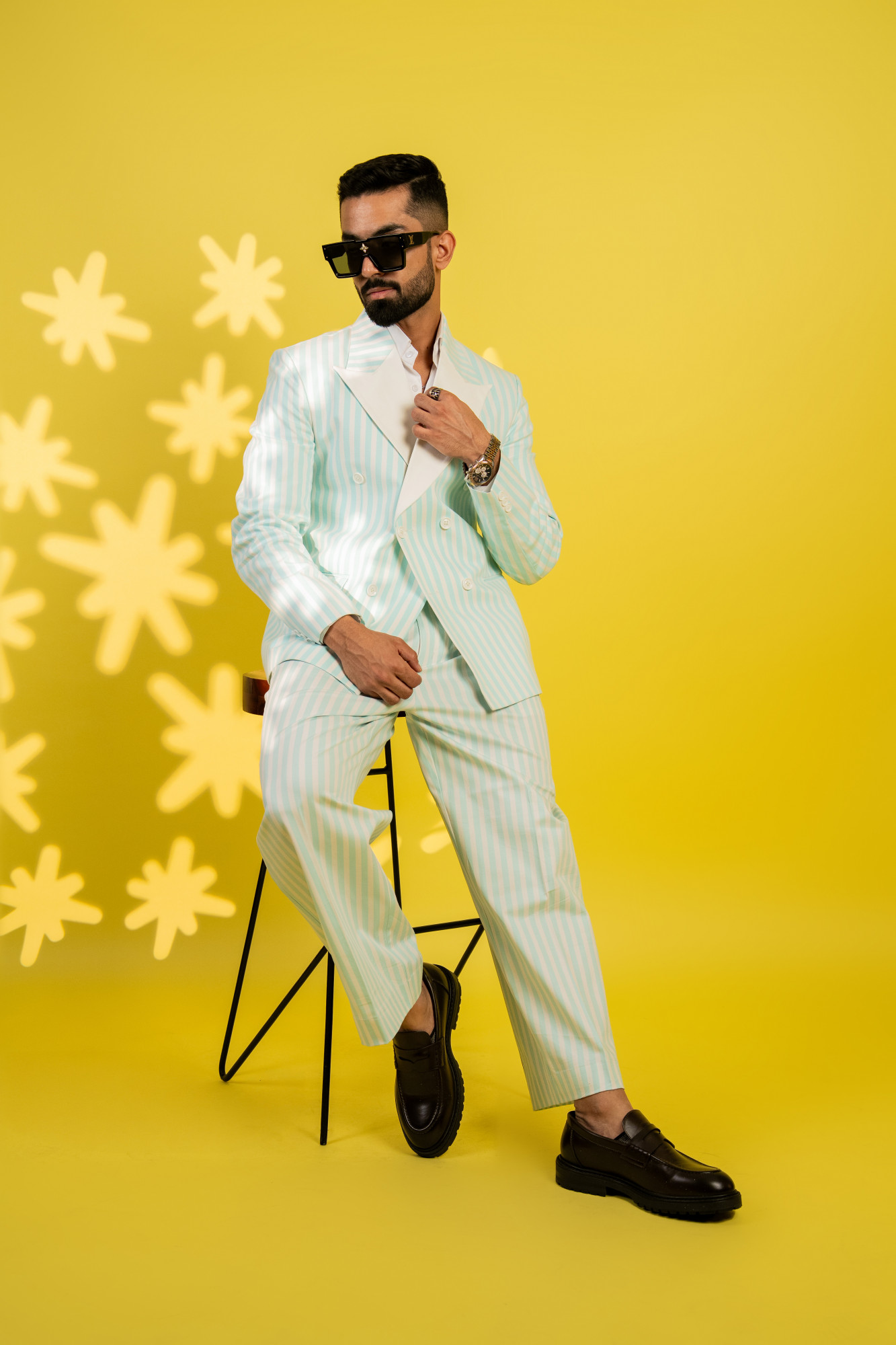 Striped Double Breasted Blazer