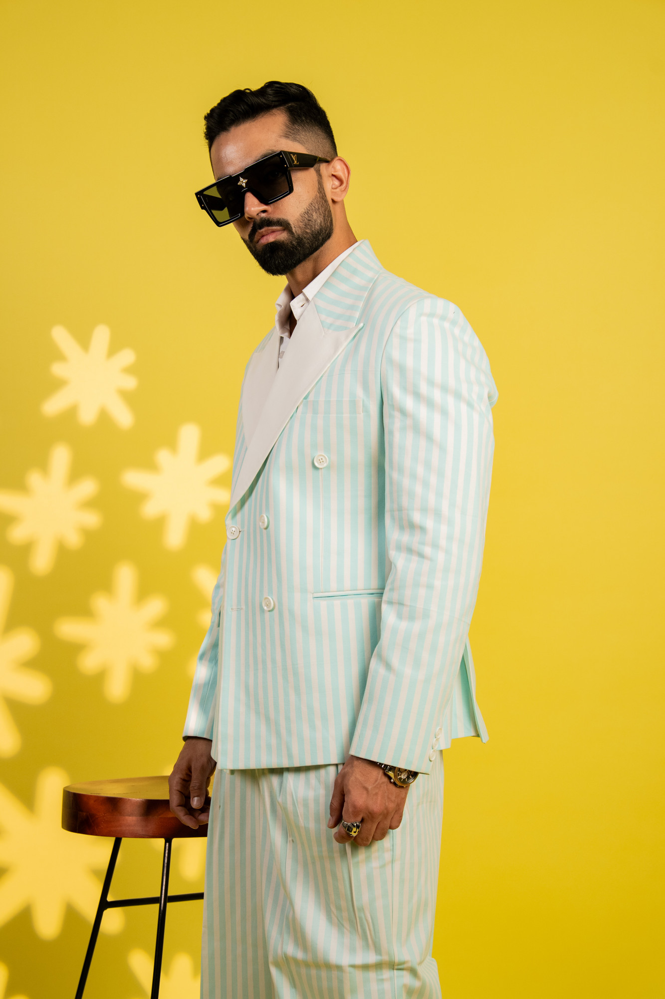 Striped Double Breasted Blazer