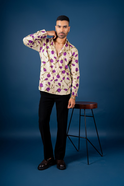 Purple Flower Flowing Shirt
