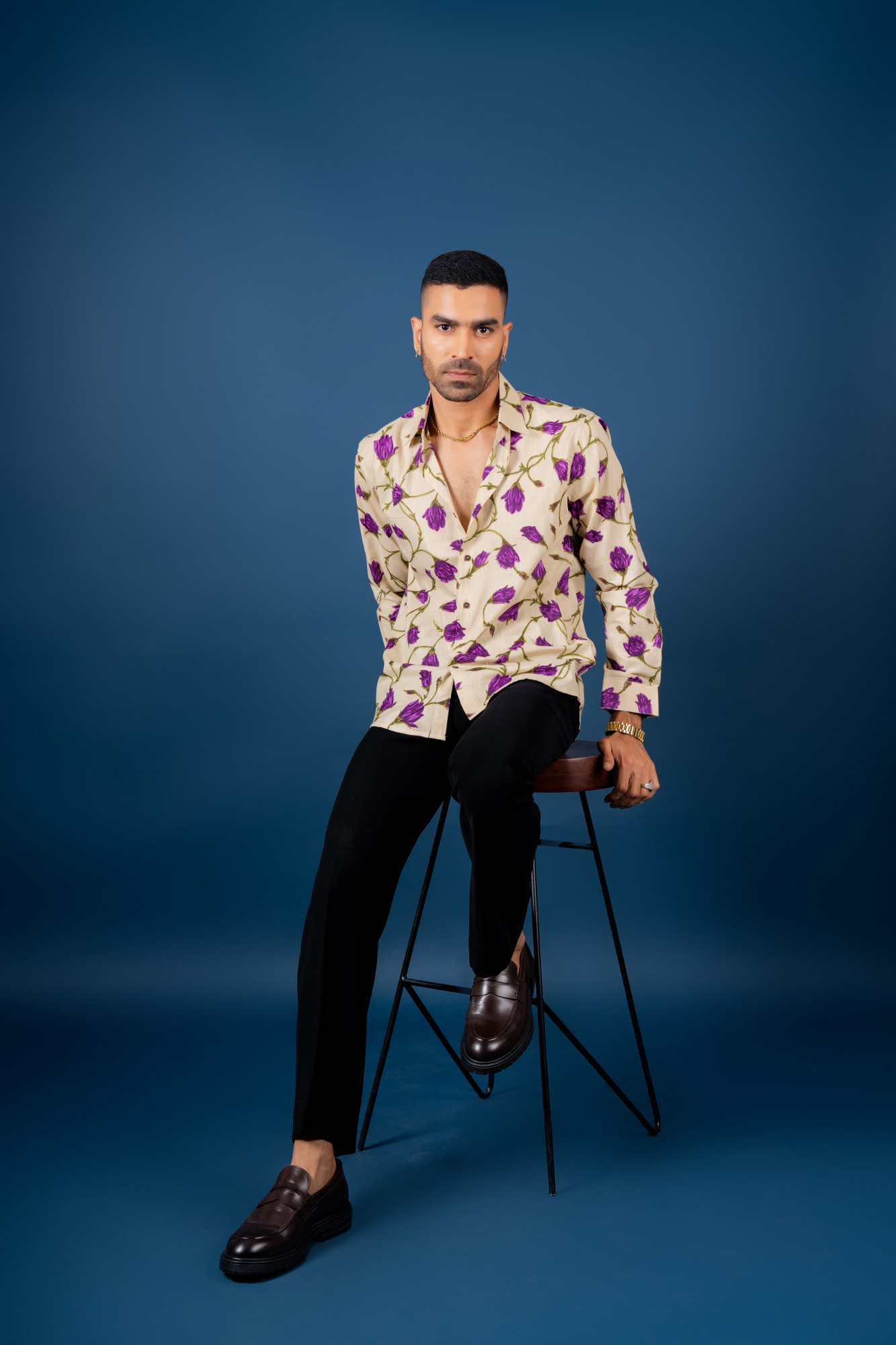 Purple Flower Flowing Shirt