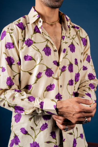 Purple Flower Flowing Shirt