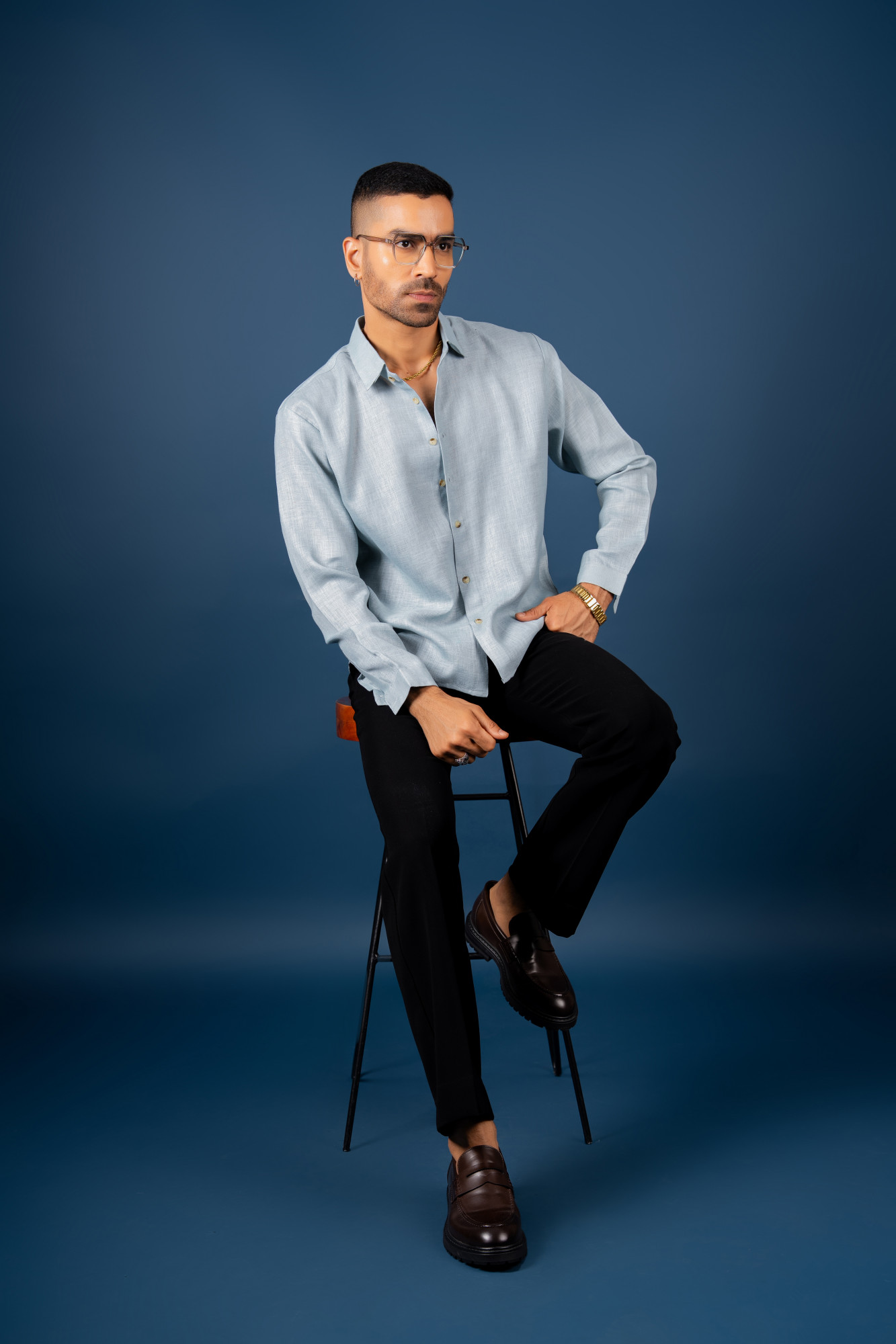 Powder Blue Linen Shirt
