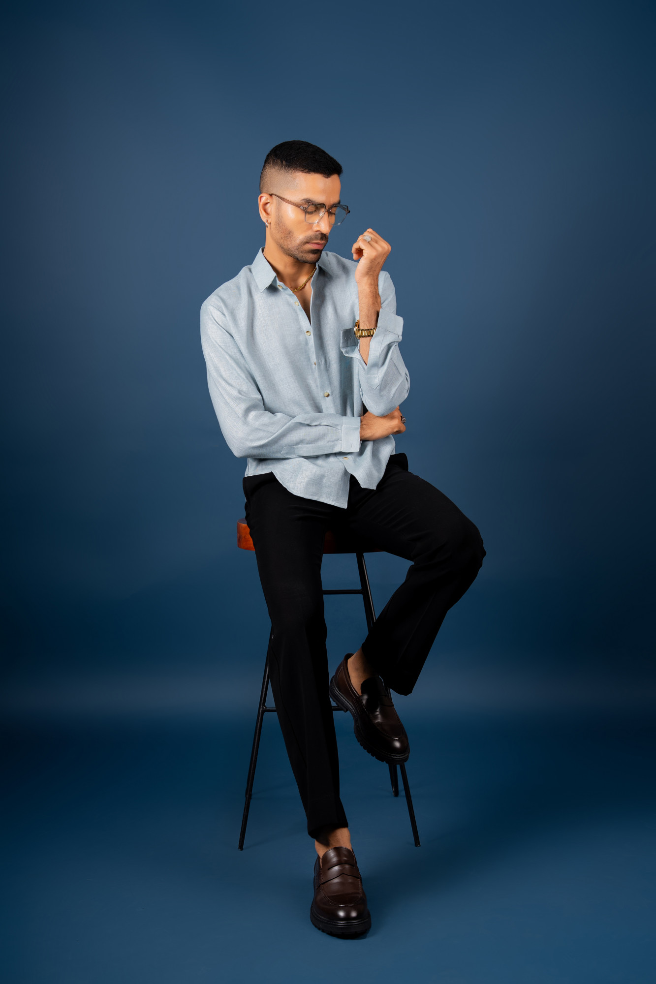 Powder Blue Linen Shirt