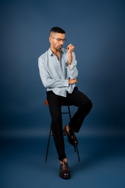 Powder Blue Linen Shirt