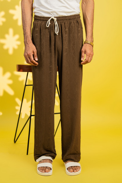 Textured Knit Lounge Pants In Brown