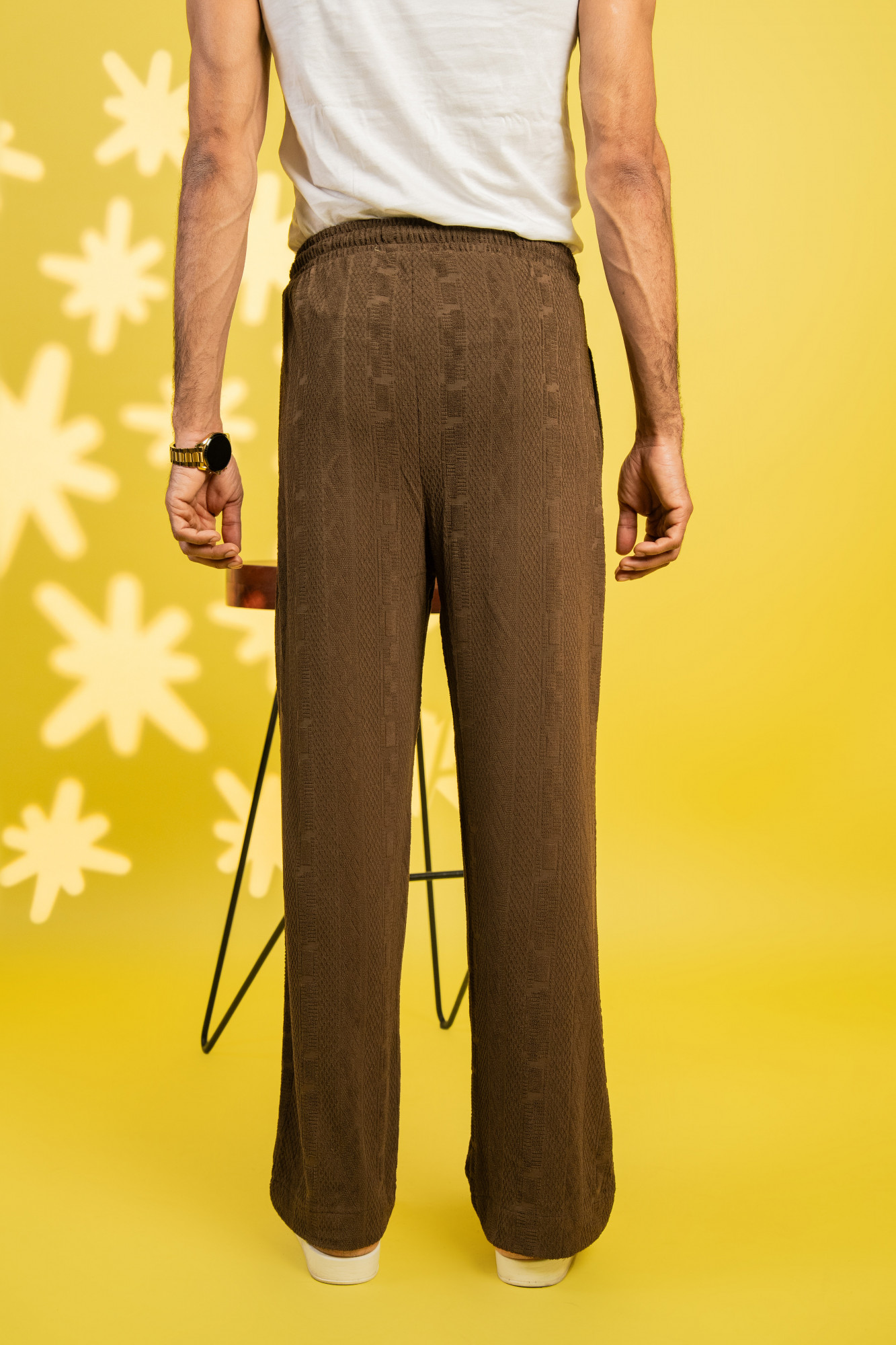 Textured Knit Lounge Pants In Brown