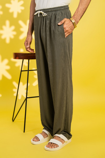 Textured Knit Lounge Pants In Grey
