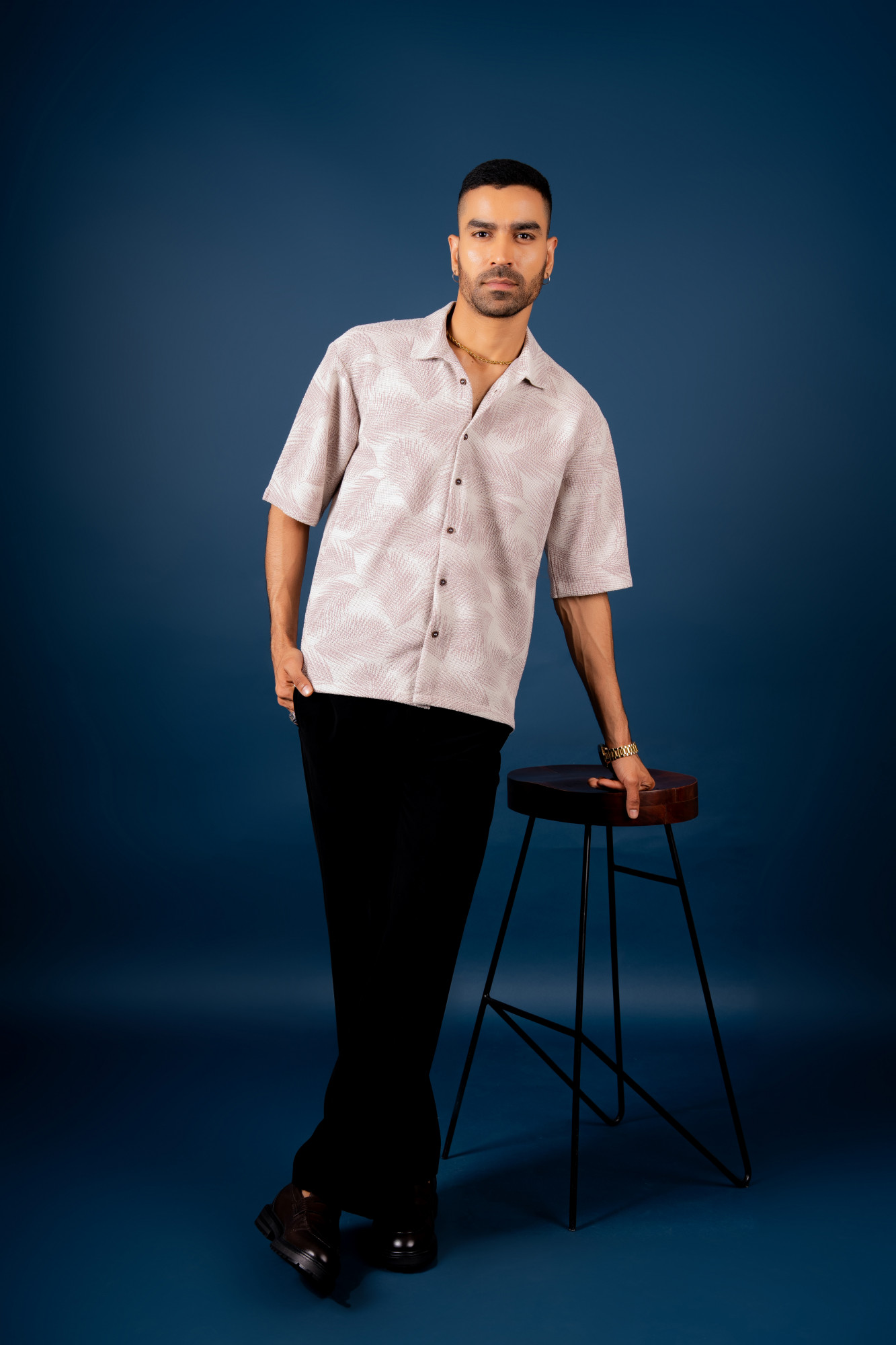 Printed Knit Baggy Shirt