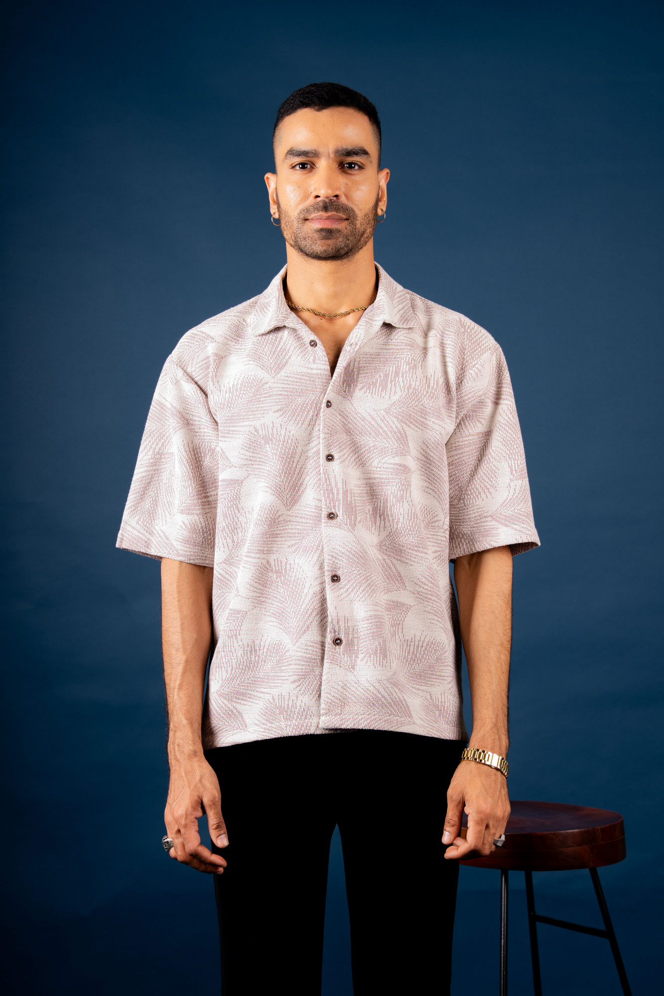 Printed Knit Baggy Shirt