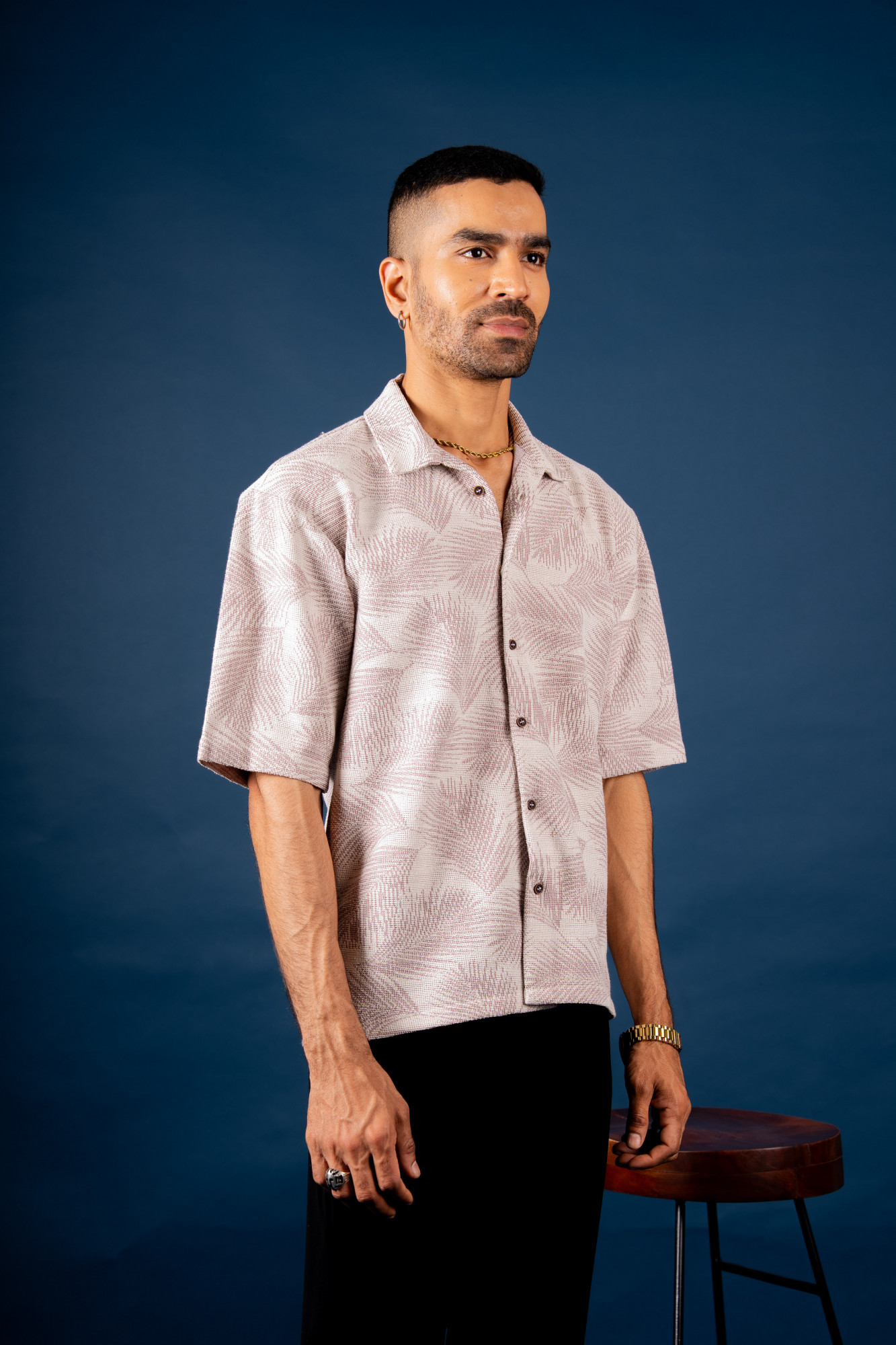 Printed Knit Baggy Shirt