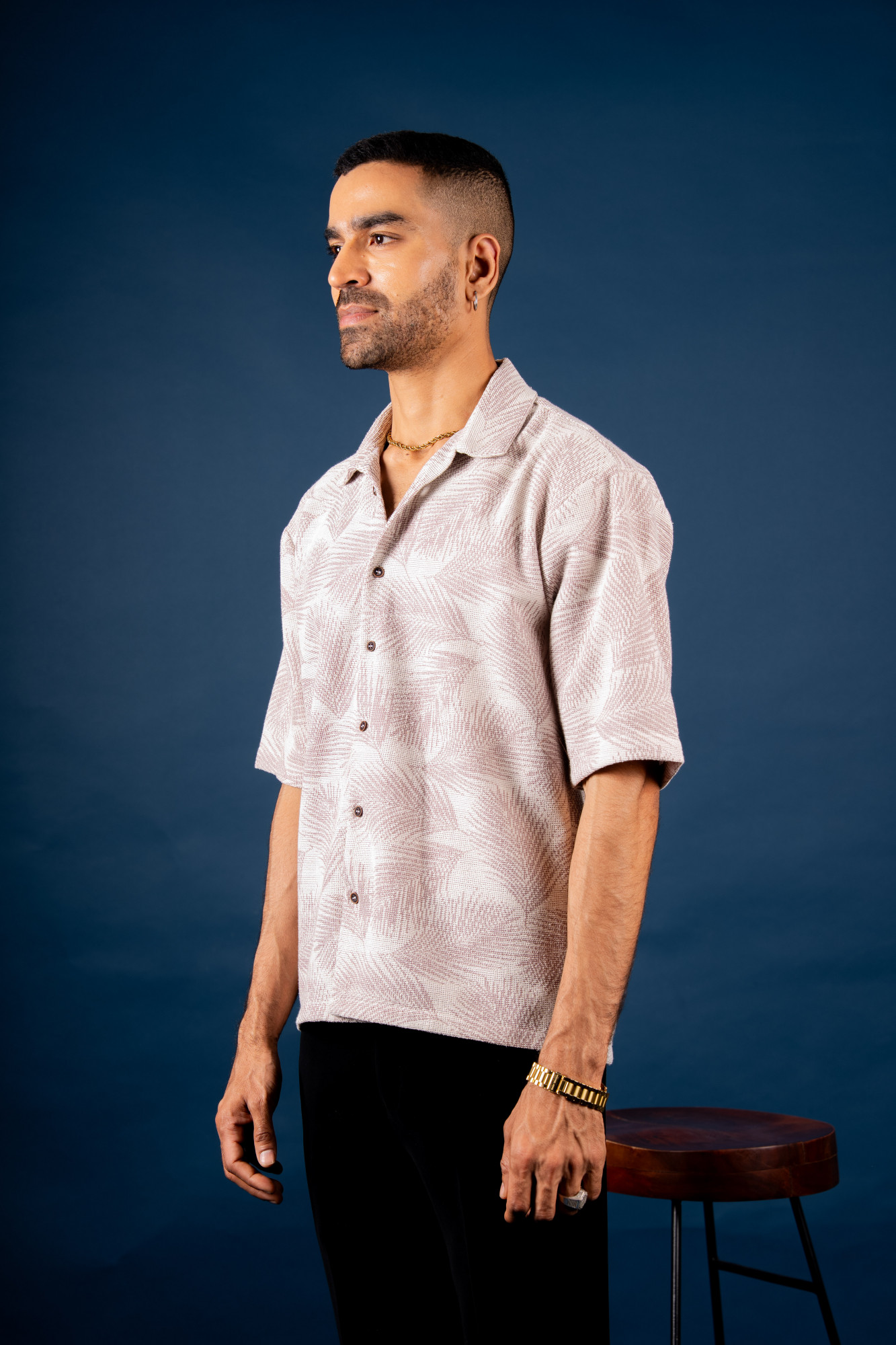Printed Knit Baggy Shirt
