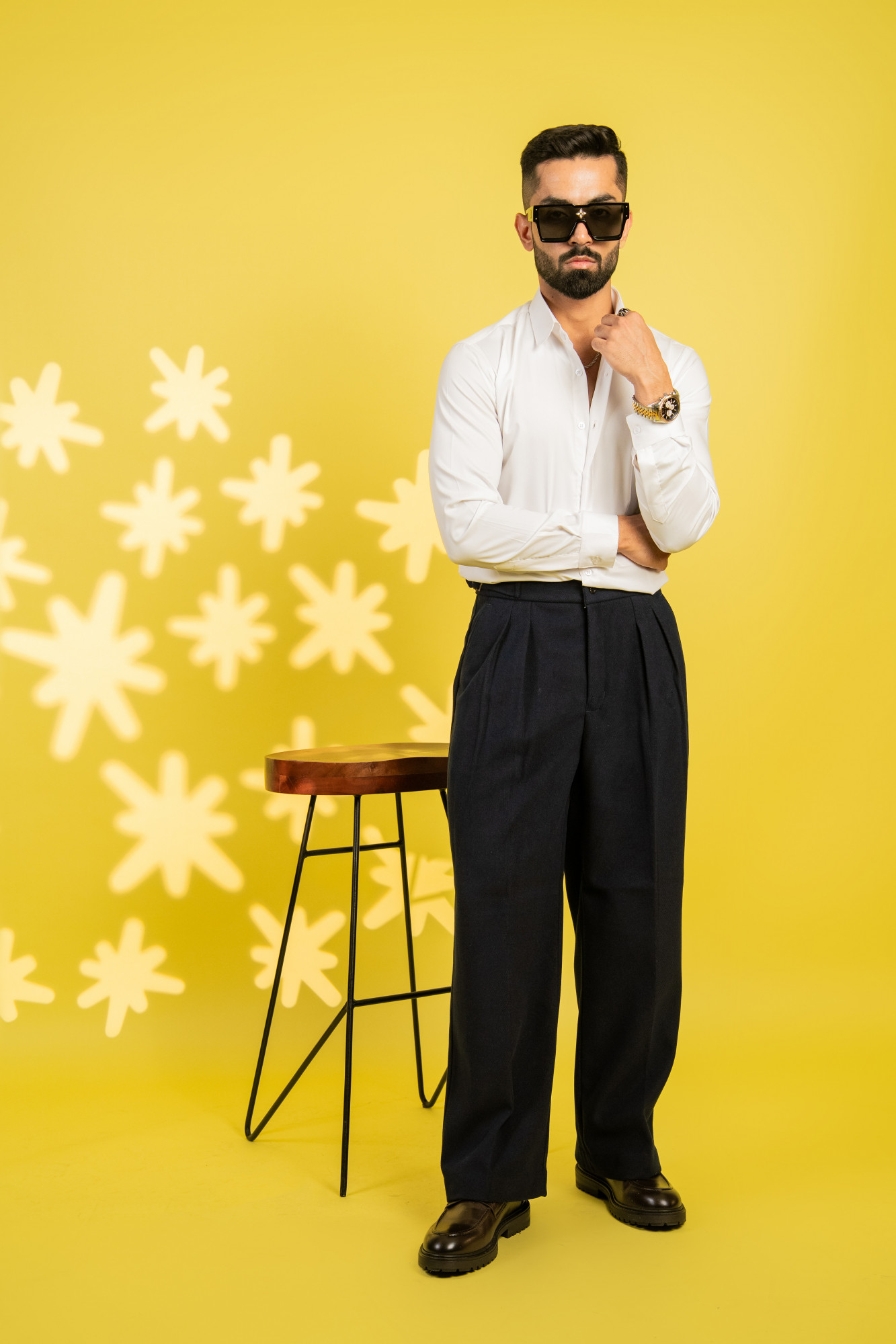 Teri Wool Korean Pants In Dark Blue