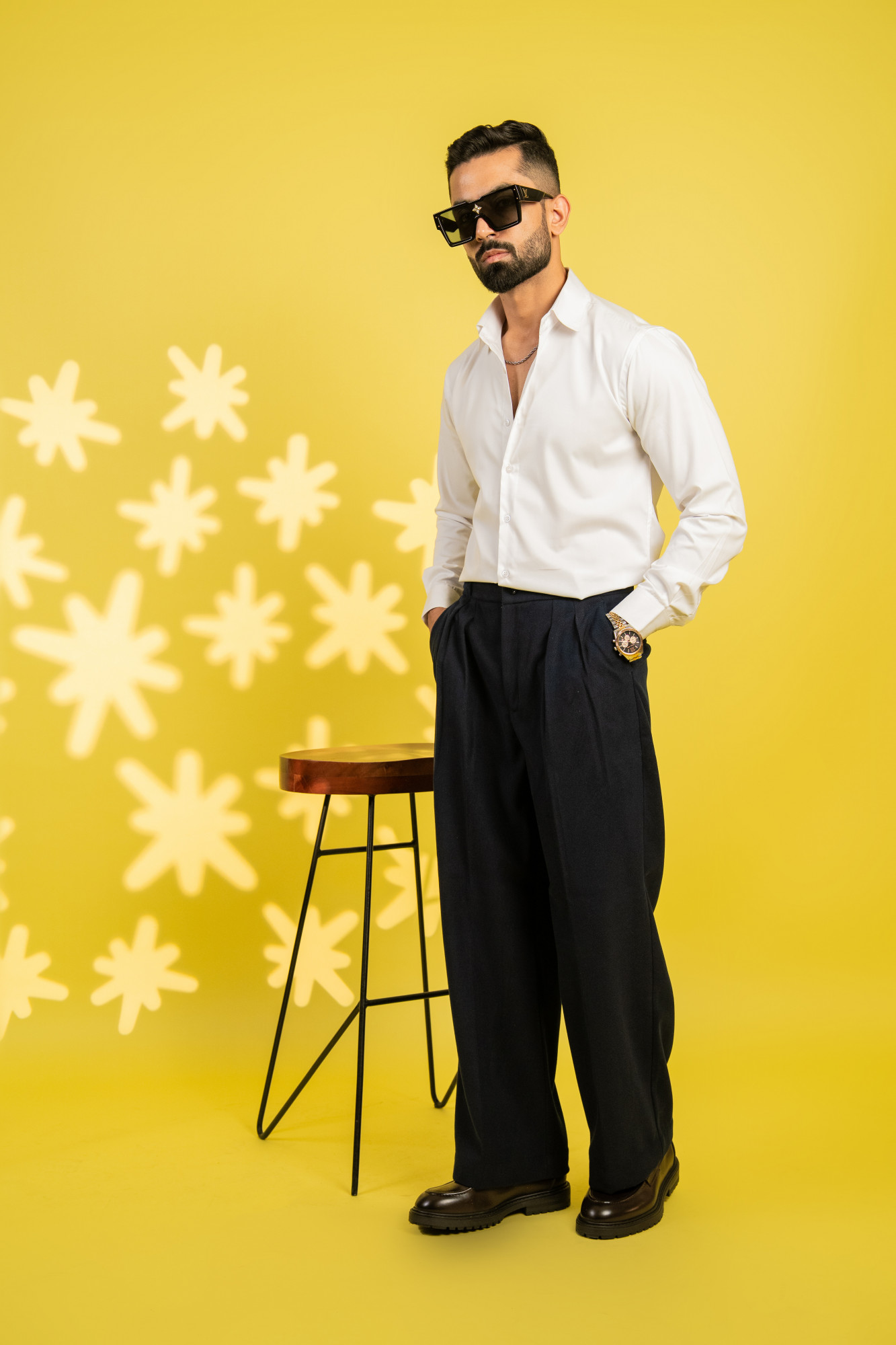 Teri Wool Korean Pants In Dark Blue