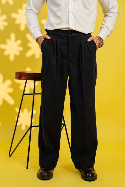 Teri Wool Korean Pants In Dark Blue