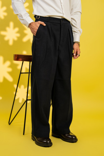 Teri Wool Korean Pants In Dark Blue