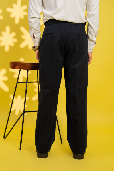 Teri Wool Korean Pants In Dark Blue