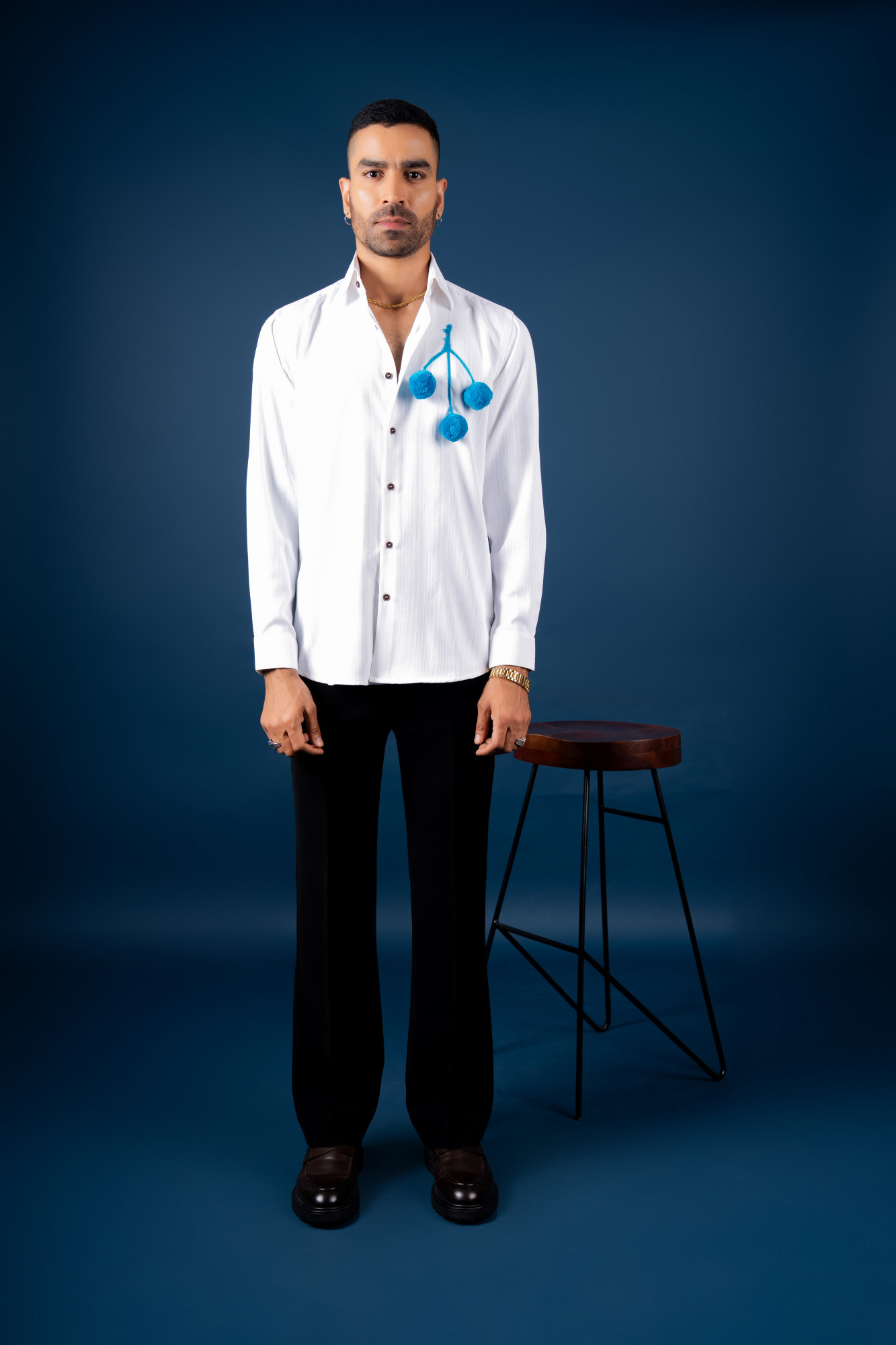 Fur Ball Guise Shirt In White