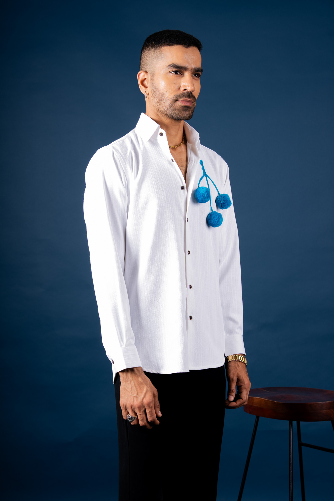 Fur Ball Guise Shirt In White