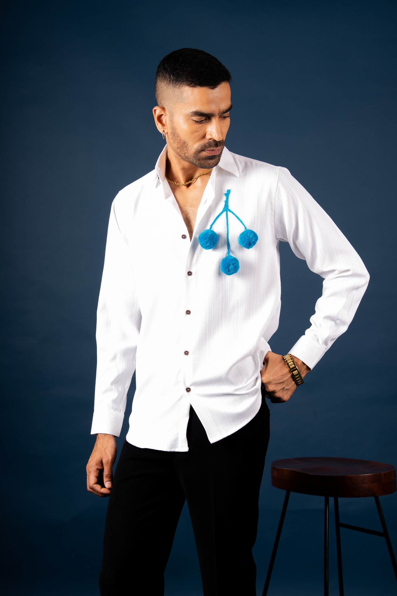 Fur Ball Guise Shirt In White