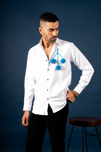 Fur Ball Guise Shirt In White