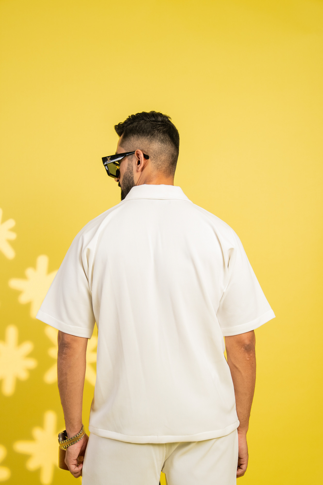 Striped Bowling Shirt In White