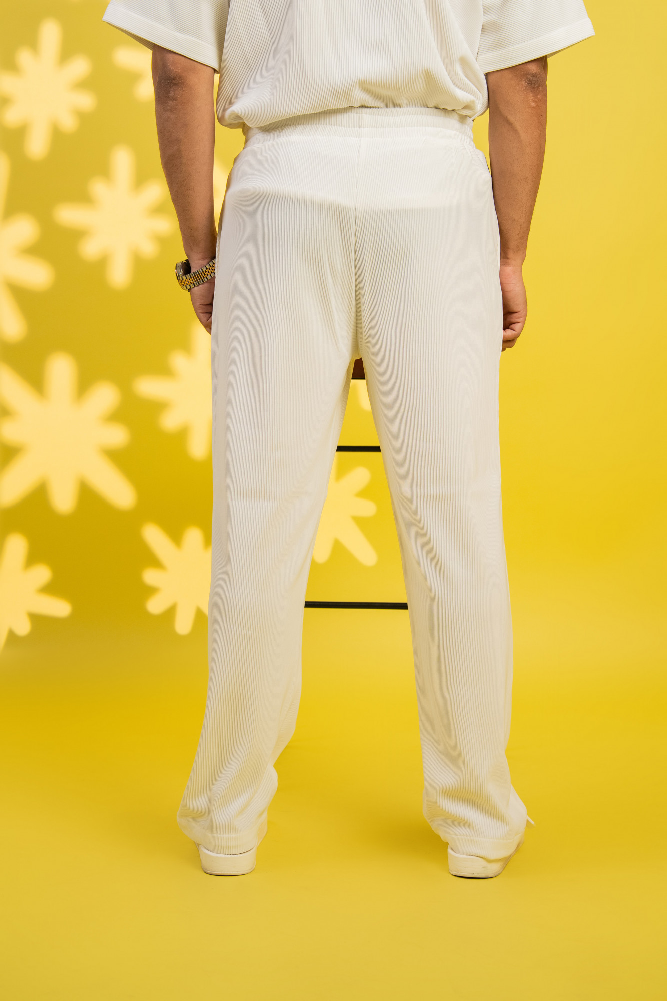 Striped Lounge Pants In White