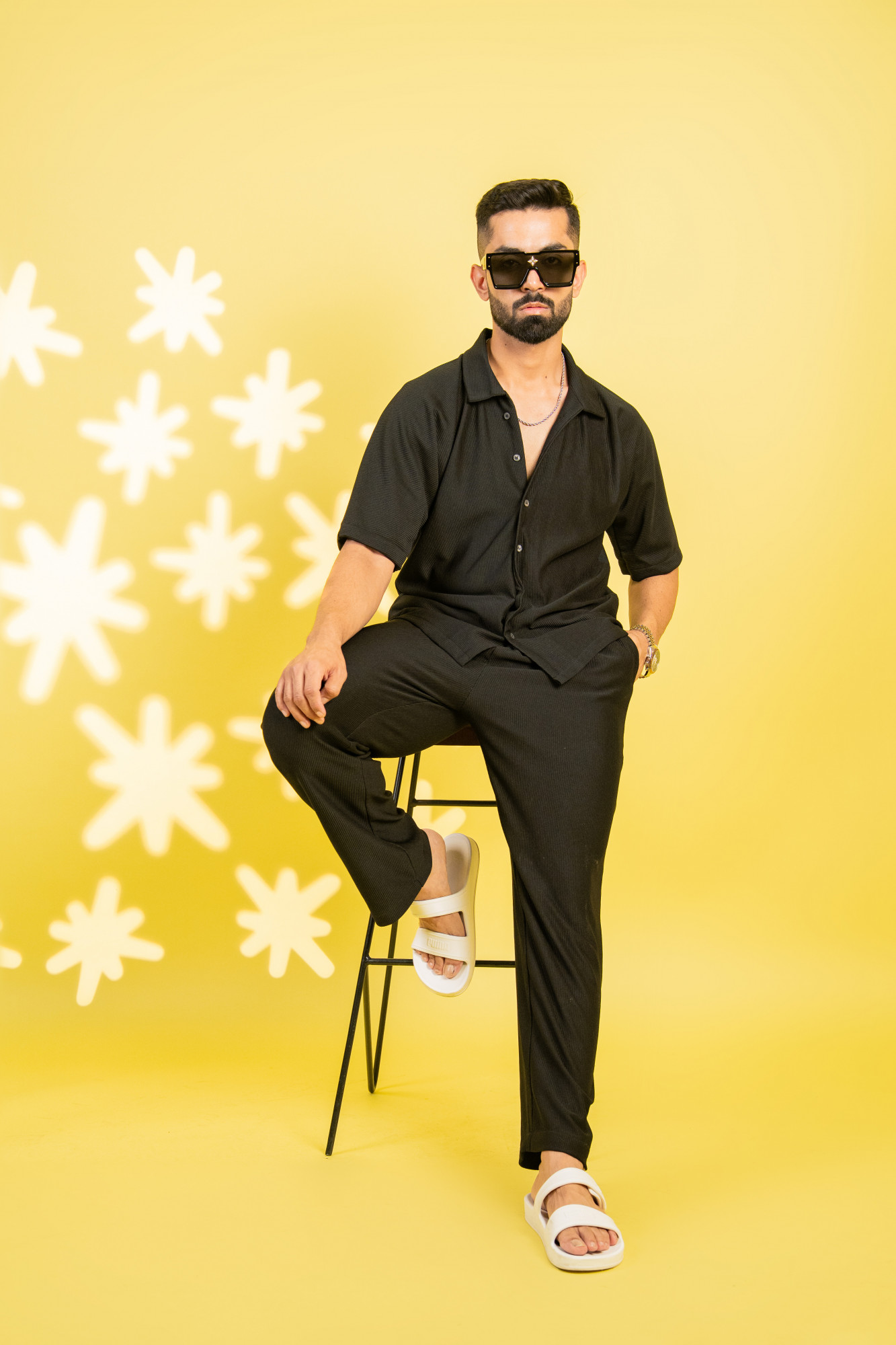 Striped Lounge Pants In Black