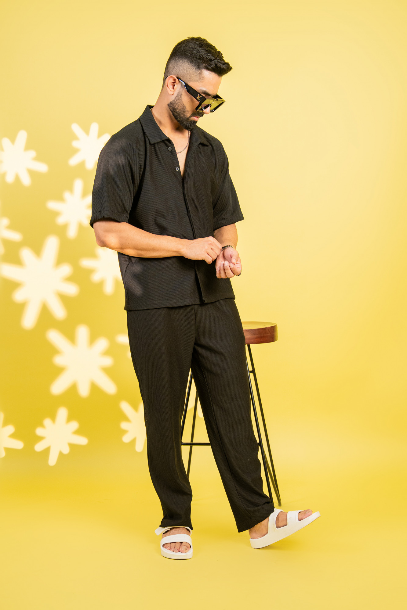 Striped Bowling Shirt In Black