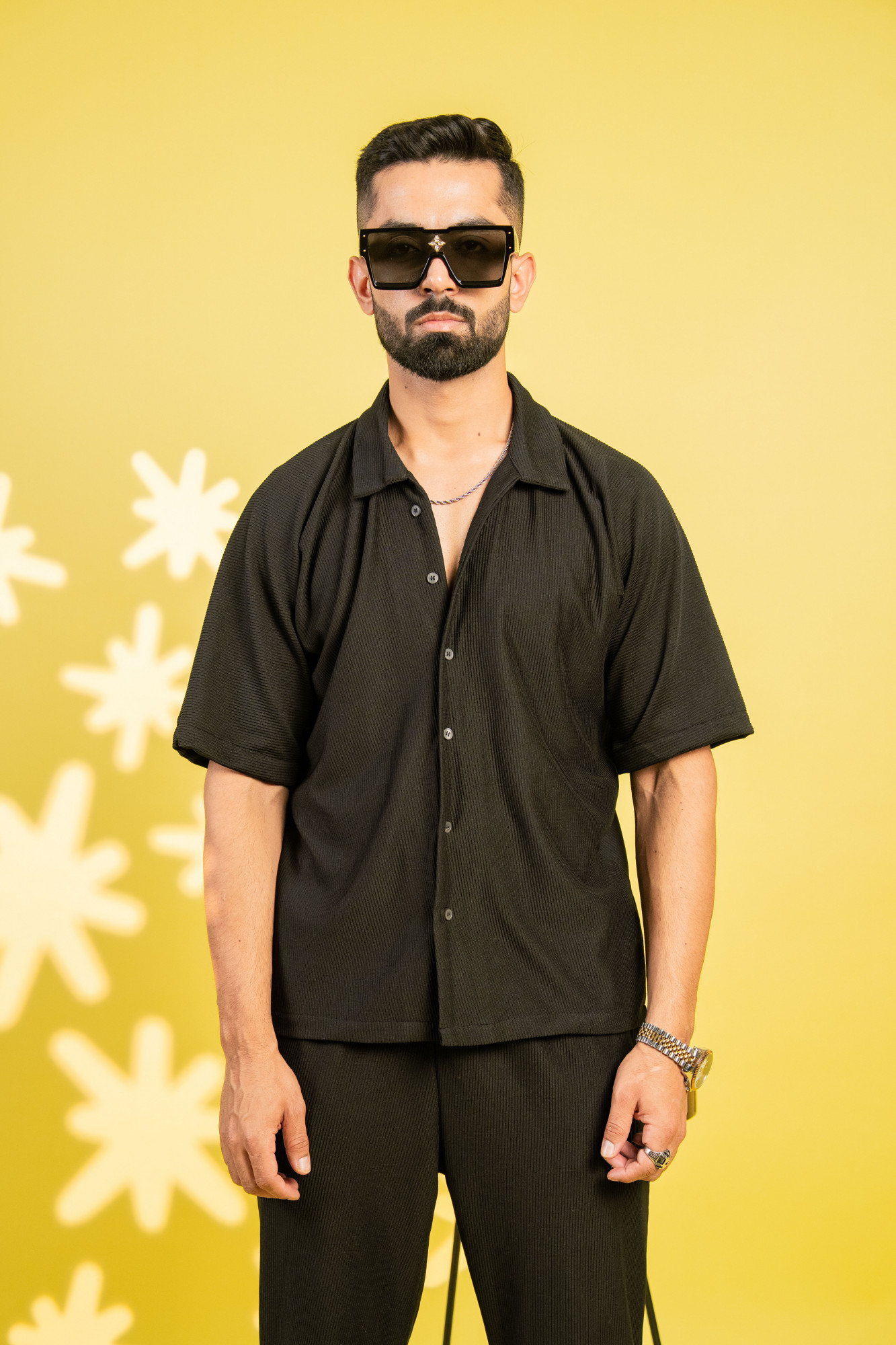 Striped Bowling Shirt In Black