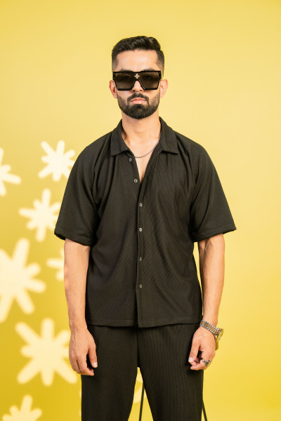 Striped Bowling Shirt In Black