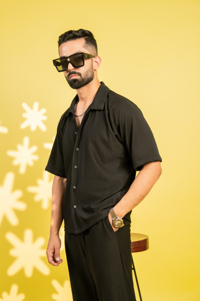 Striped Bowling Shirt In Black
