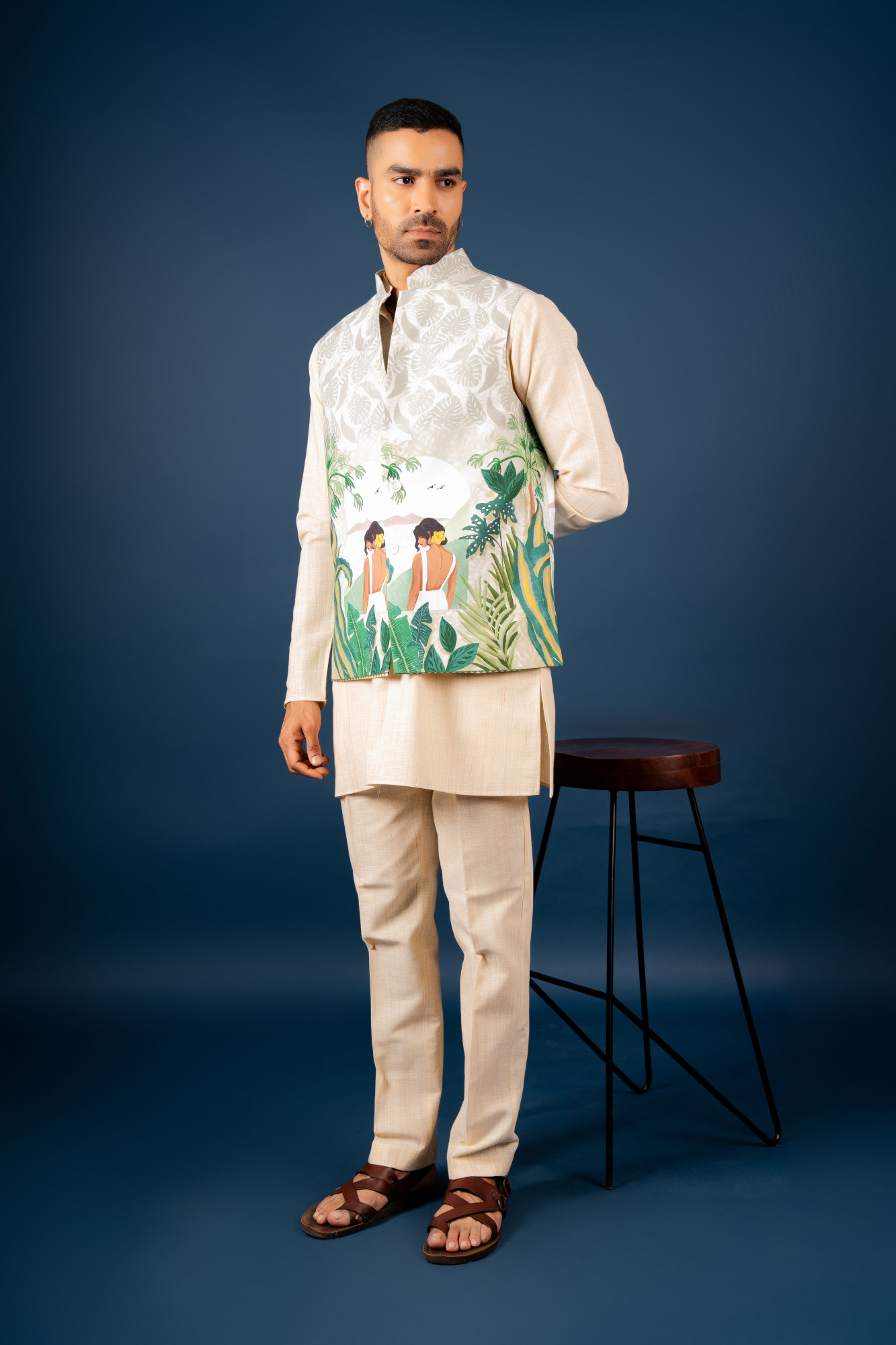 Tropical Print Half Jacket