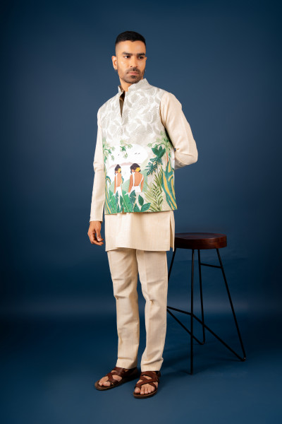 Tropical Print Half Jacket