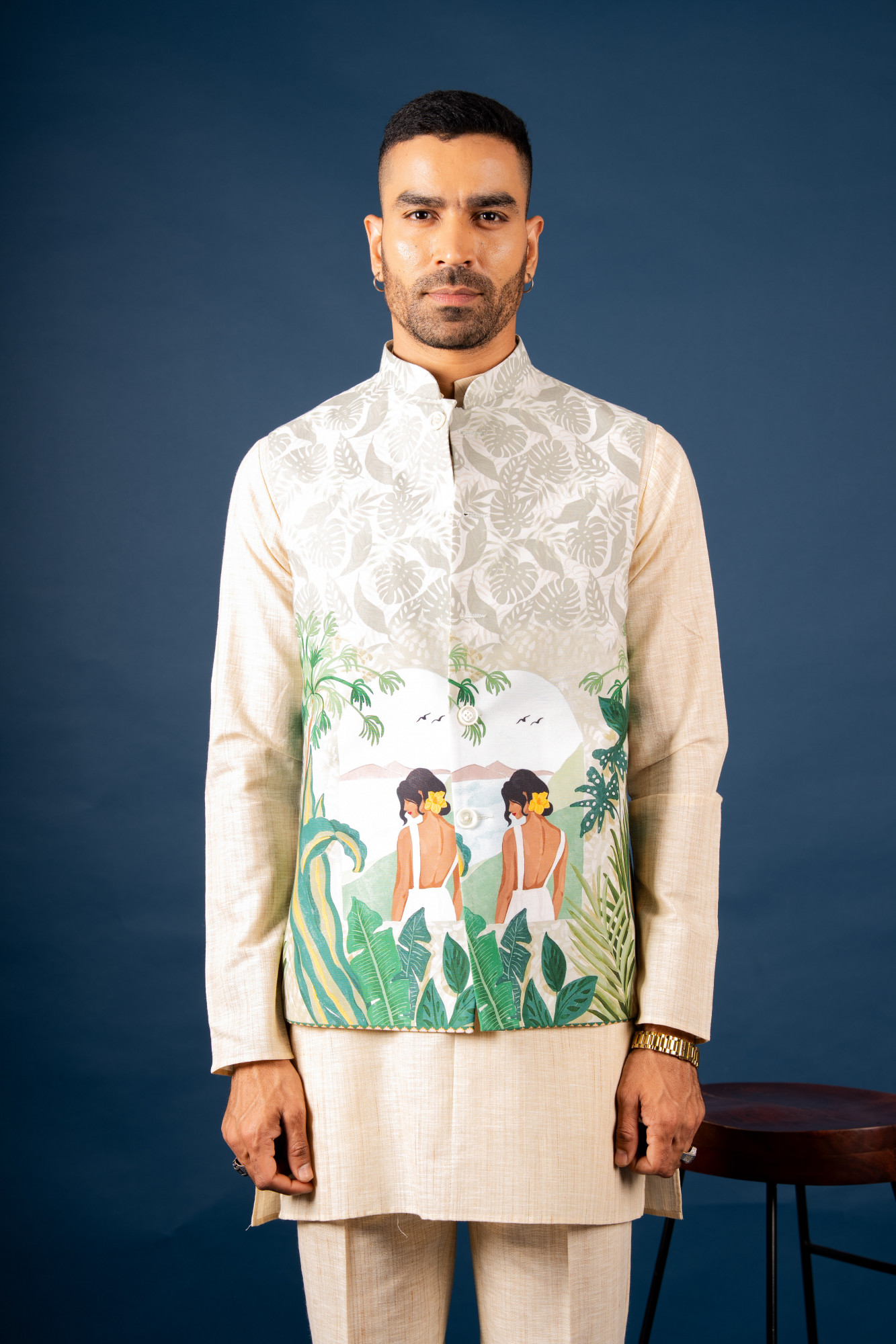 Tropical Print Half Jacket