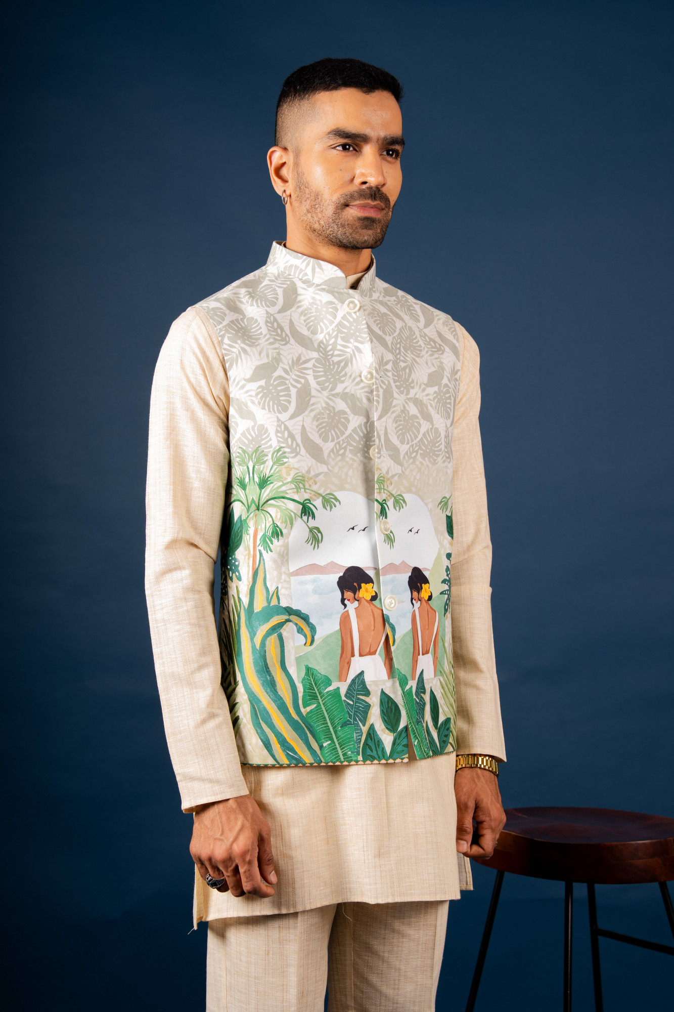 Tropical Print Half Jacket