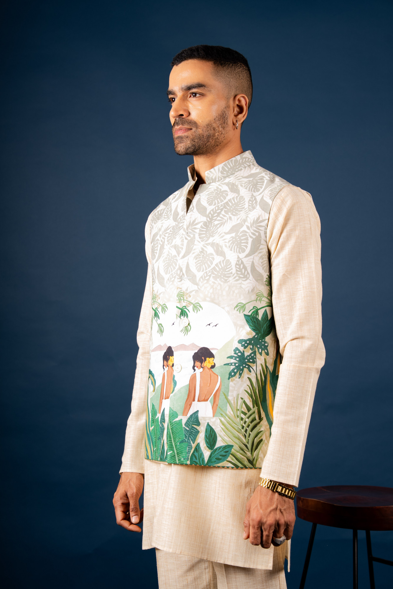 Tropical Print Half Jacket