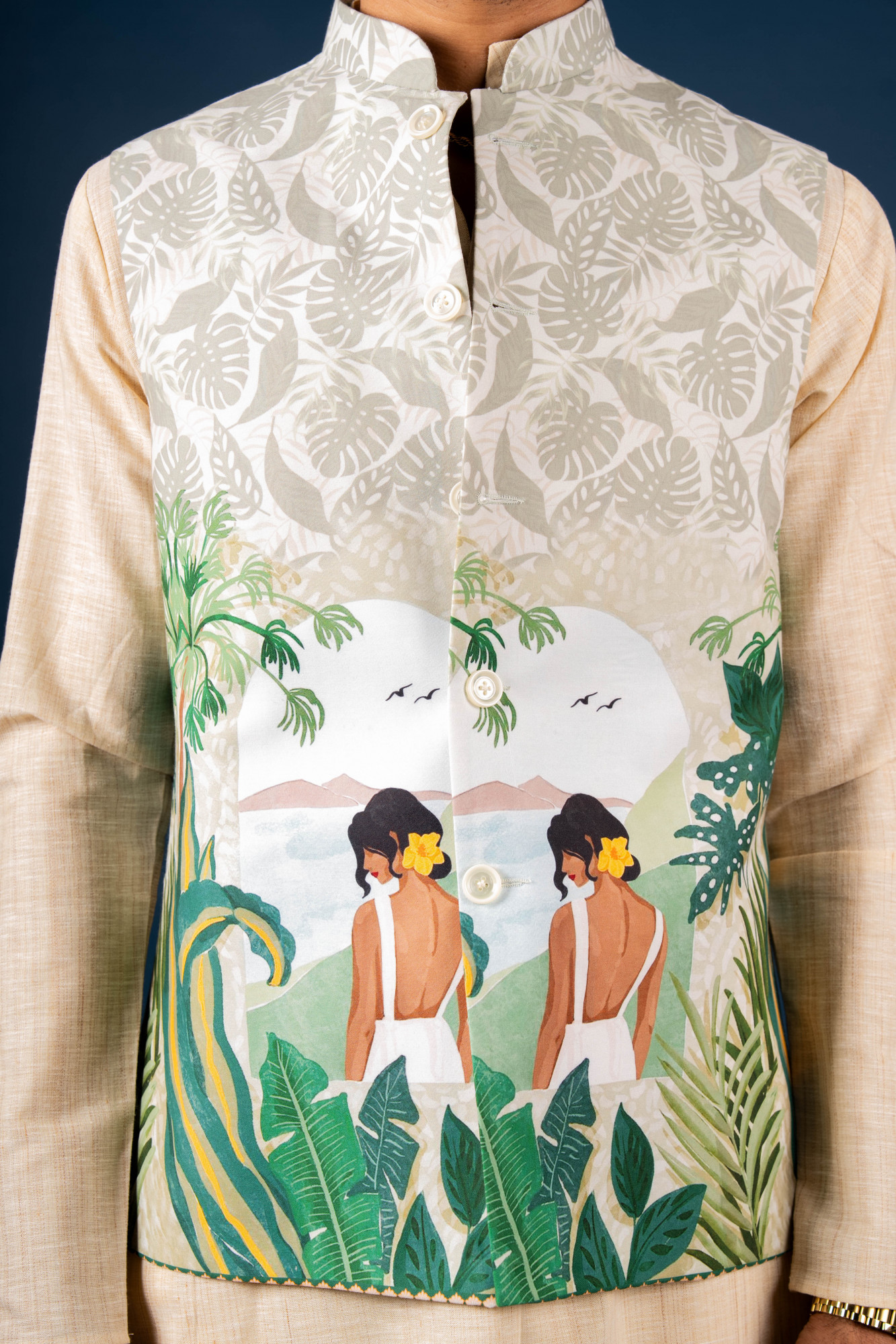 Tropical Print Half Jacket