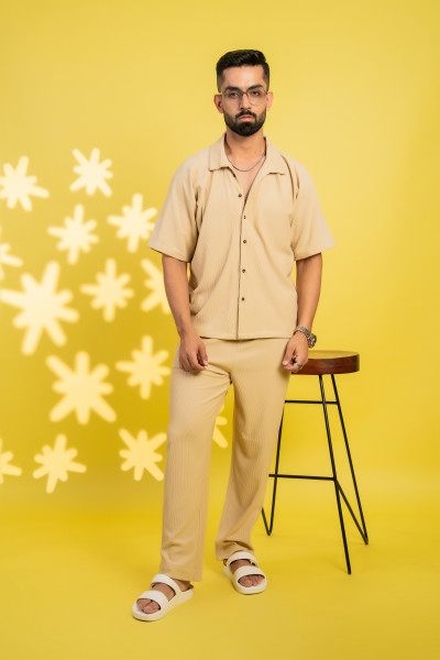 Striped Bowling Shirt In Cream