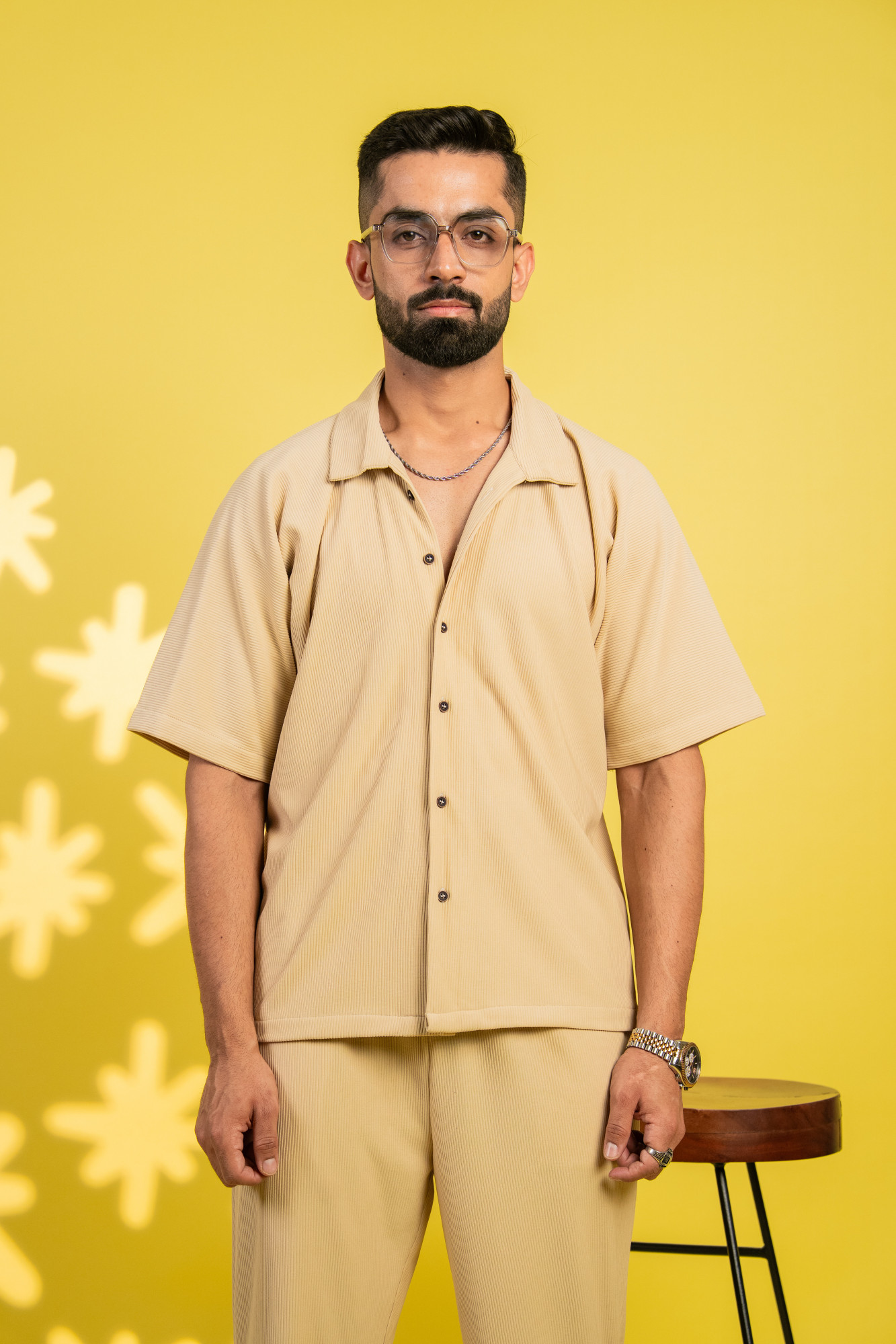 Striped Bowling Shirt In Cream