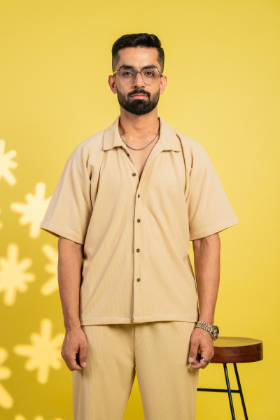 Striped Bowling Shirt In Cream