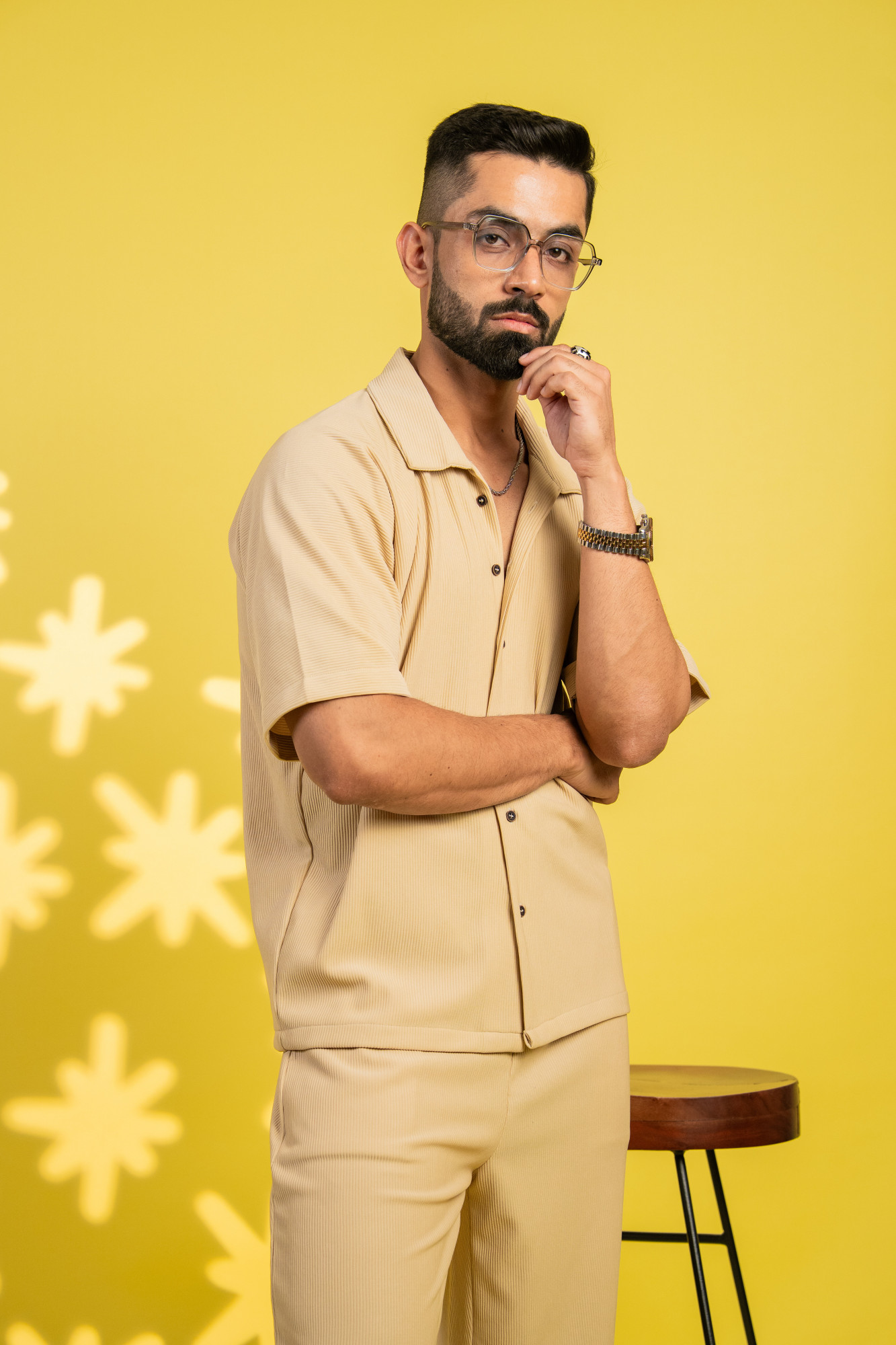 Striped Bowling Shirt In Cream