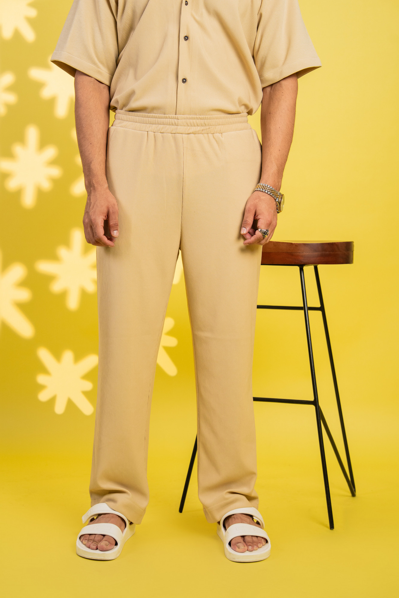 Striped Lounge Pants In Cream