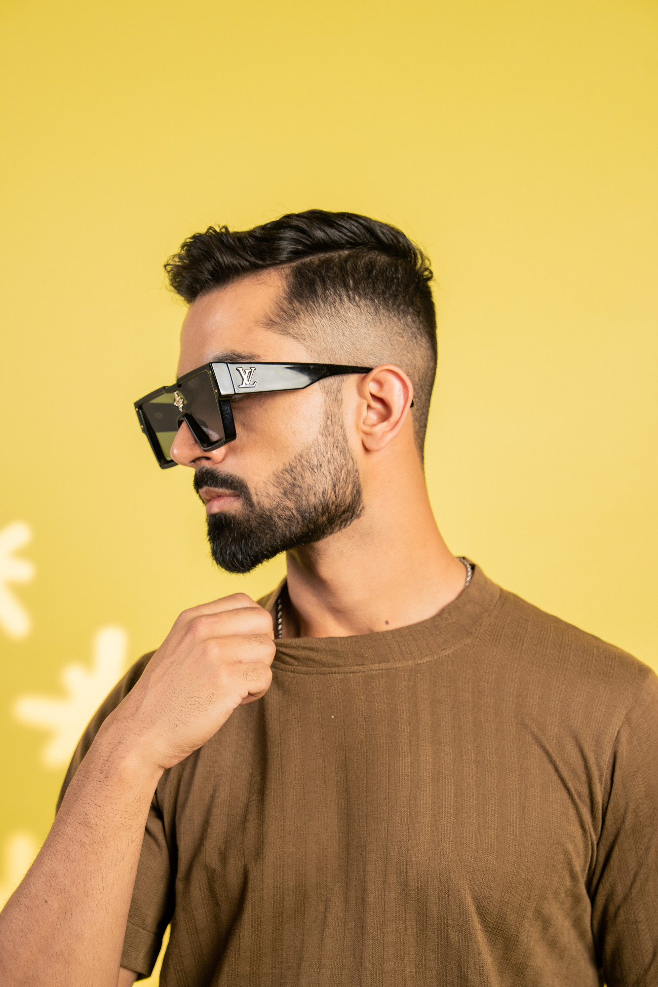 Textured Striped Tshirt In Brown