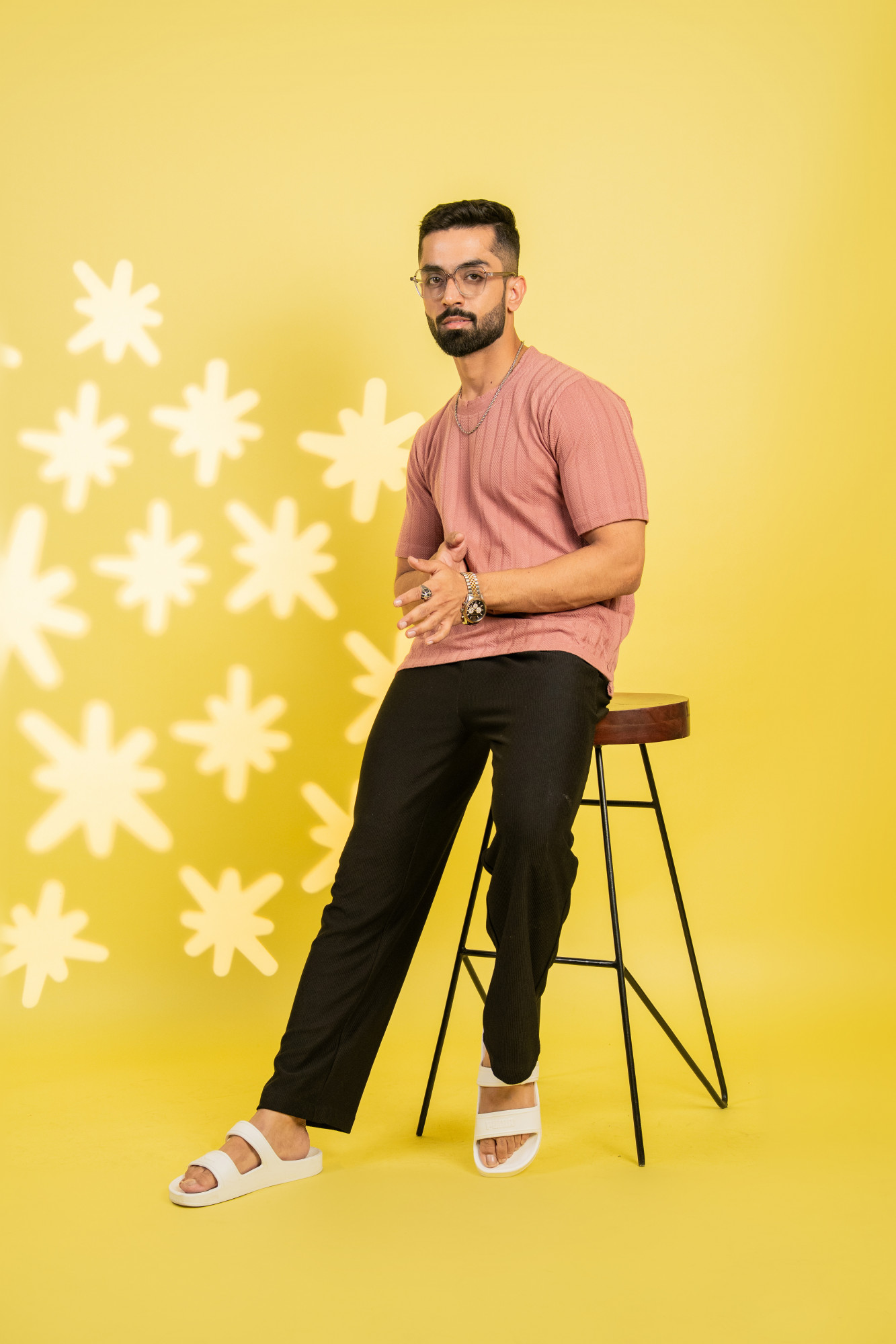 Textured Striped Tshirt In Pink