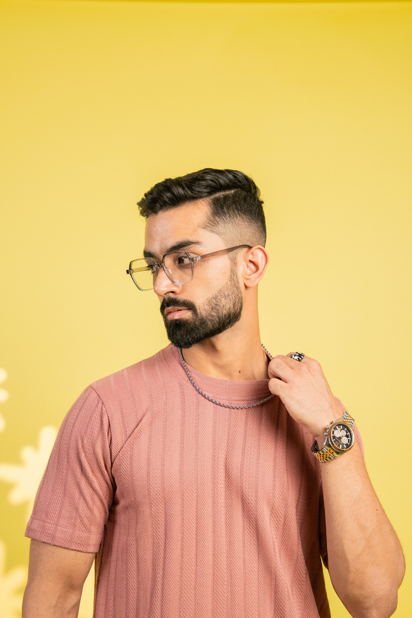 Textured Striped Tshirt In Pink
