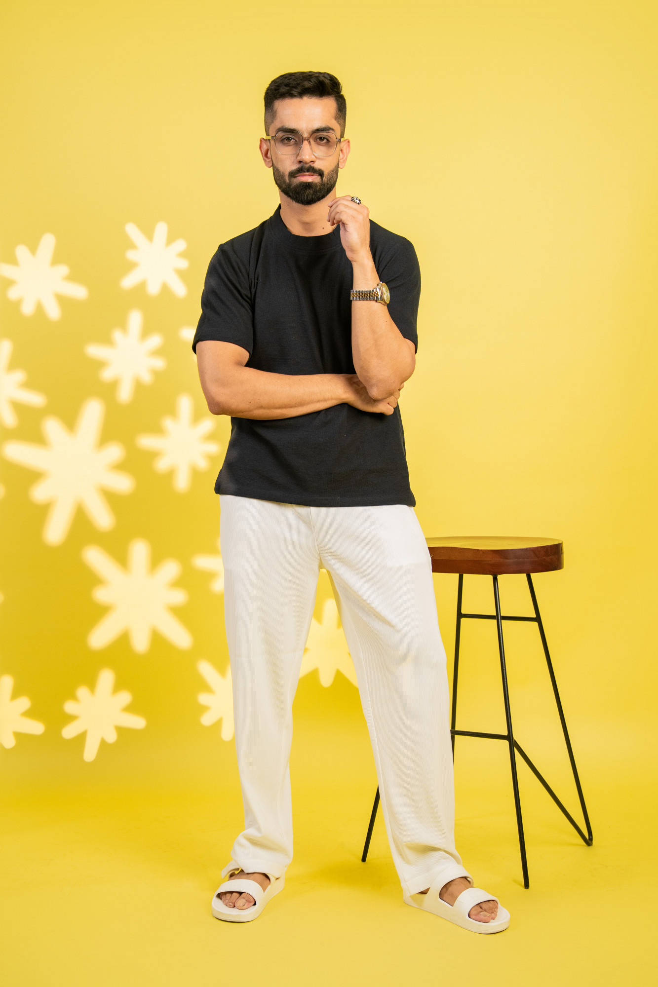 Knitted Round Tshirt In Dark Blue