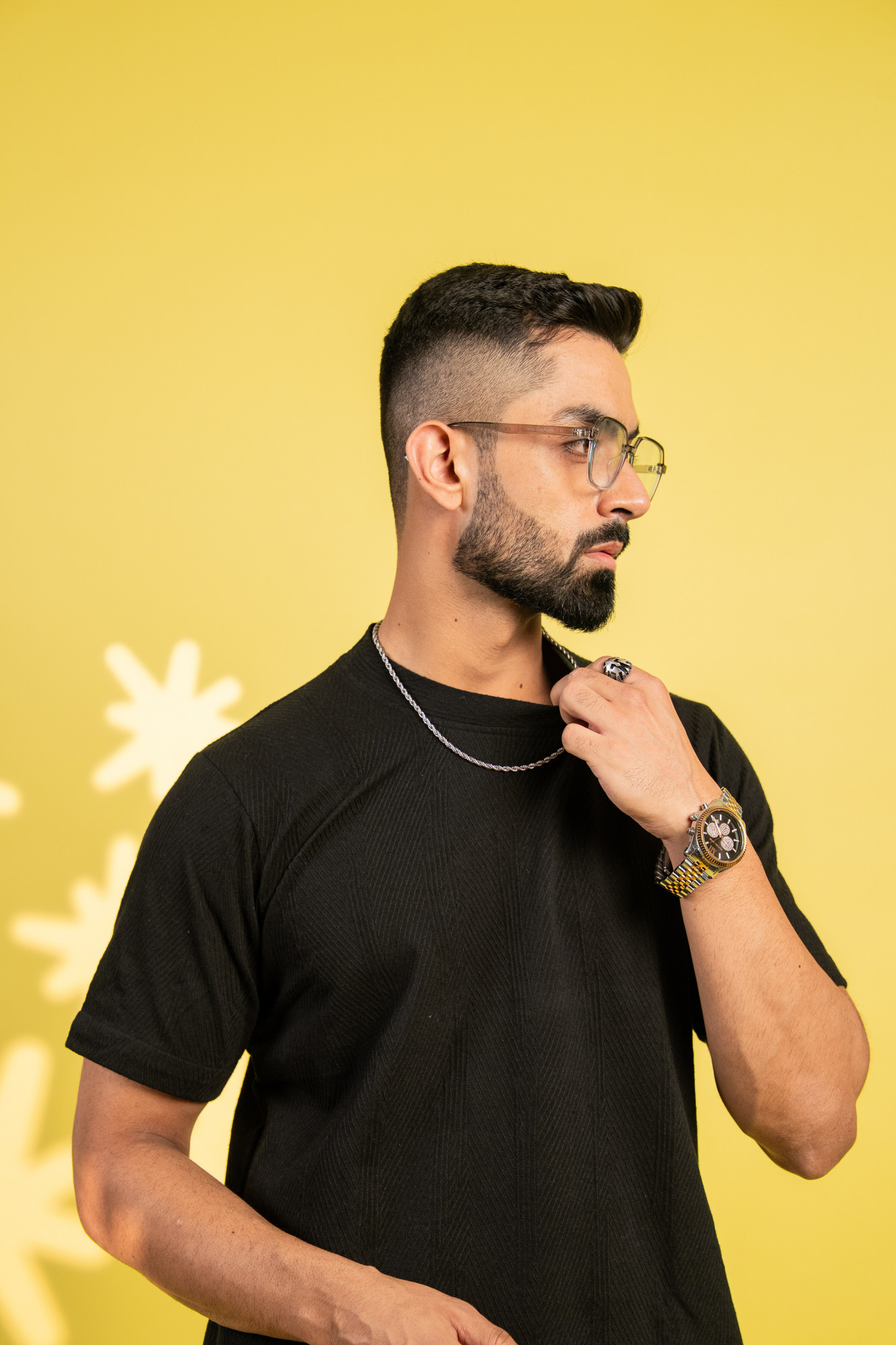 Textured Knit Tshirt In Black