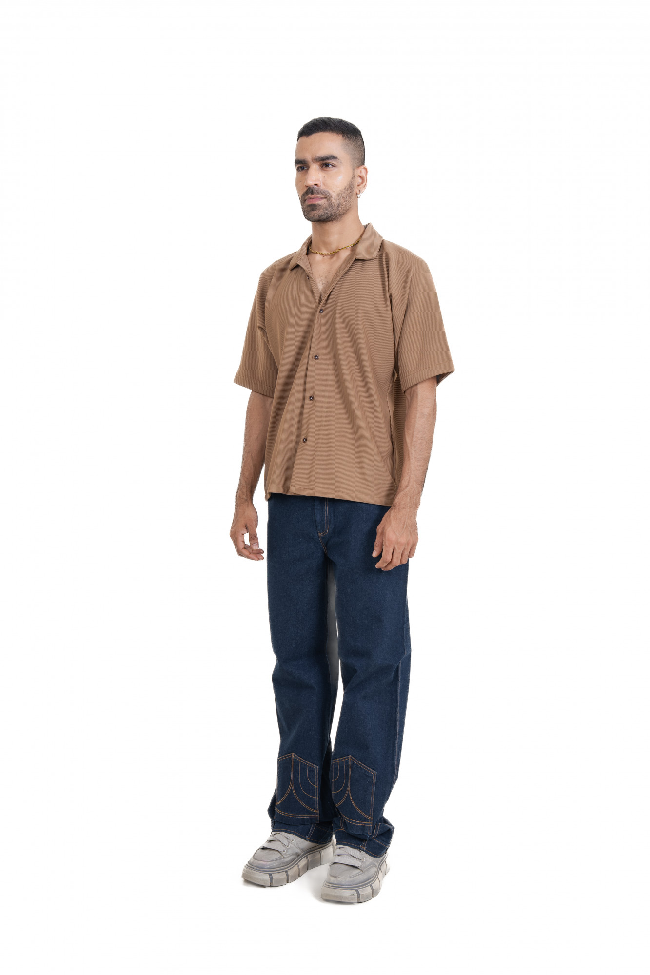 Striped Bowling Shirt In Brown