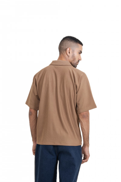 Striped Bowling Shirt In Brown