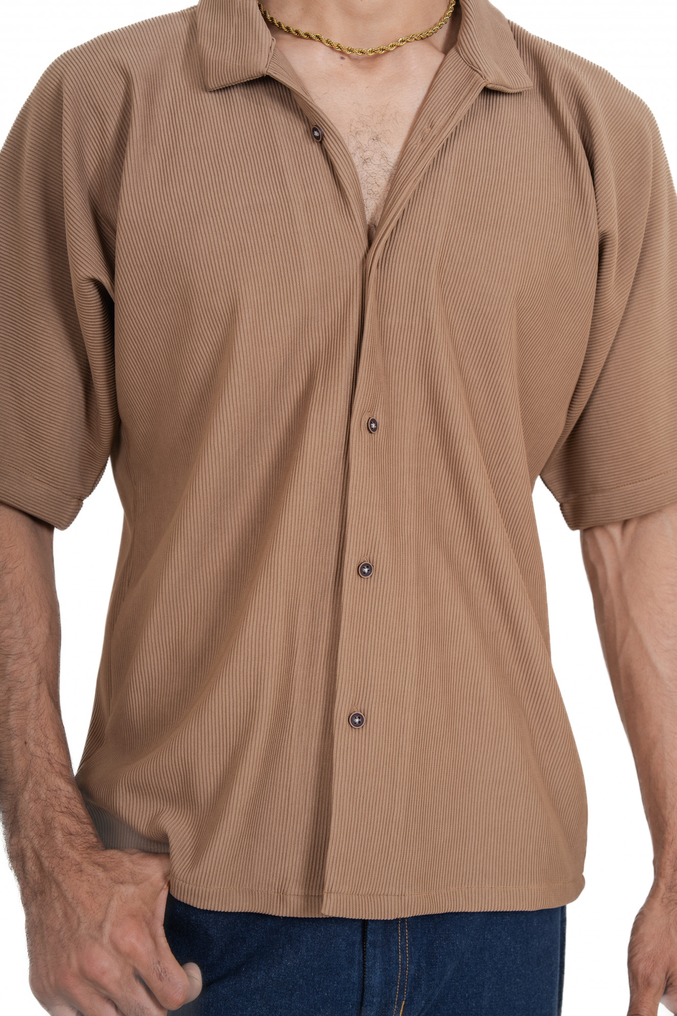 Striped Bowling Shirt In Brown
